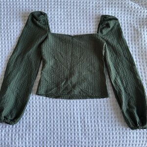 Express Dark Green Long Sleeve Blouse